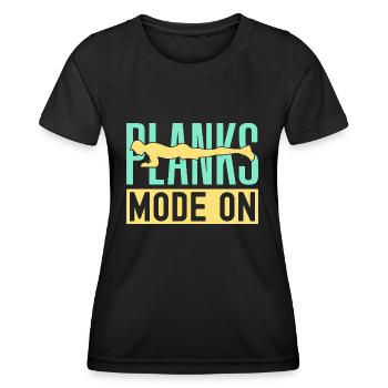 Fitness Fanatics Planks Mode On Calisthenics Gym - Women's Functional T-Shirt - black - Front - AI Model Female 172 light (172cm)
