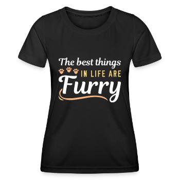 Les meilleures choses dans la vie sont poilues - T-shirt sport Femme - noir - Devant - AI Model Female 172 light (172cm)