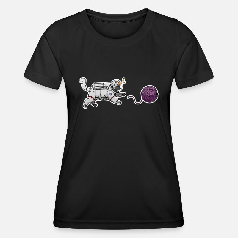 Astronaut cat - Women's Functional T-Shirt - black