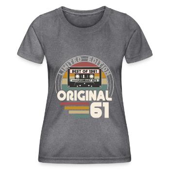 Born in 1961 Retro Vintage Birthday - Women's Functional T-Shirt - dark melange  - Front - AI Model Female 172 light (172cm)