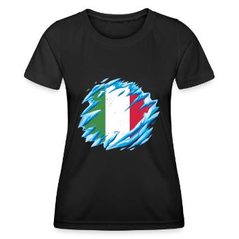 Italien Fahne Vintage Italienische Fahne Used Look - Frauen Funktions-T-Shirt - Schwarz - Vorne - AI Model Female 172 light (172cm)