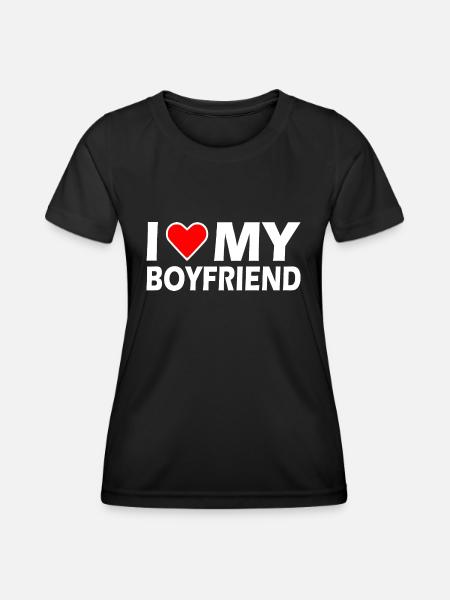 I love my boyfriend - Frauen Funktions-T-Shirt - Schwarz