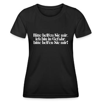 Bitte helfen Sie mir, ich bin in Gefahr! - Frauen Funktions-T-Shirt - Schwarz - Vorne - AI Model Female 172 light (172cm)