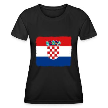 Kroatien Flagge Adria Zagreb Kroatische Fahne - Frauen Funktions-T-Shirt - Schwarz - Vorne - AI Model Female 172 light (172cm)