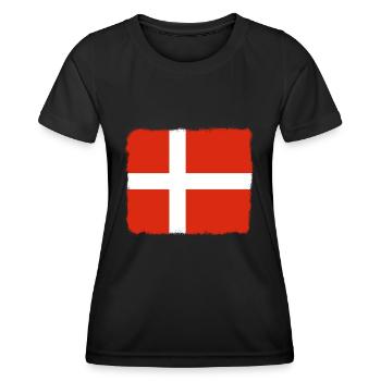Dänemark Flagge Skandinavien Dänische Flagge Reise - Frauen Funktions-T-Shirt - Schwarz - Vorne - AI Model Female 172 light (172cm)