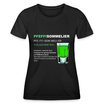 Pfeffisommelier Pfefferminz Likör Saufen JGA - Frauen Funktions-T-Shirt - Schwarz - Vorne - AI Model Female 172 light (172cm)