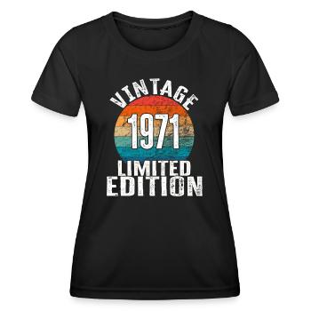Geburtsjahr 1971 Vintage Limited Edition Retro - Frauen Funktions-T-Shirt - Schwarz - Vorne - AI Model Female 172 light (172cm)