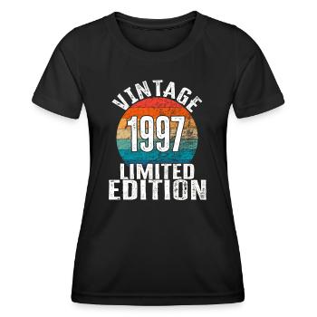 Year of birth 1997 Vintage Limited Edition Retro - Women's Functional T-Shirt - black - Front - AI Model Female 172 light (172cm)