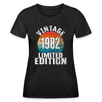 Année de naissance 1982 Vintage Limited Edition Retro - T-shirt sport Femme - noir - Devant - AI Model Female 172 light (172cm)
