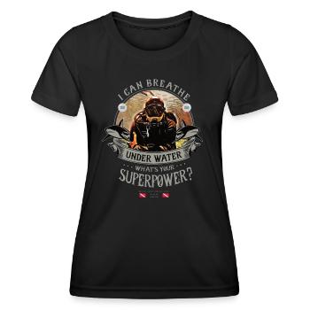 Je peux respirer sous l’eau - Cadeau de plongée - T-shirt sport Femme - noir - Devant - AI Model Female 172 light (172cm)