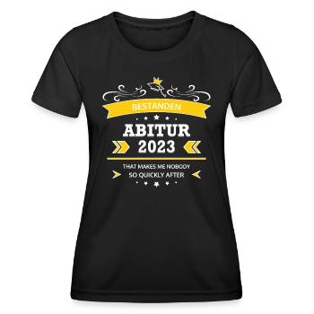 Abitur 2023 Denglisch Englisch Abi Abiturient Gag - Frauen Funktions-T-Shirt - Schwarz - Vorne - AI Model Female 172 light (172cm)