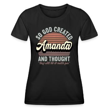 Nom Amanda Cadeau Anniversaire Dire Drôle - T-shirt sport Femme - noir - Devant - AI Model Female 172 light (172cm)