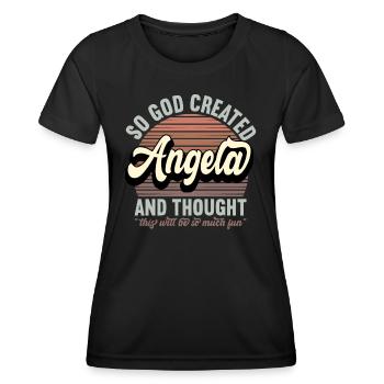 Name Angela Geschenk Geburtstag Spruch Lustig - Frauen Funktions-T-Shirt - Schwarz - Vorne - AI Model Female 172 light (172cm)