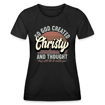 Name Christy Gift Birthday Saying Funny - Women's Functional T-Shirt - black - Front - AI Model Female 172 light (172cm)