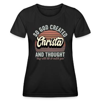 Name Christa Gift Birthday Saying Funny - Women's Functional T-Shirt - black - Front - AI Model Female 172 light (172cm)