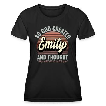 Name Emily Gift Birthday Saying Funny - Women's Functional T-Shirt - black - Front - AI Model Female 172 light (172cm)