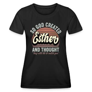 Name Esther Gift Birthday Saying Funny - Women's Functional T-Shirt - black - Front - AI Model Female 172 light (172cm)
