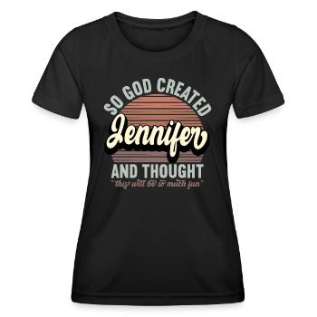 Name Jennifer Gift Birthday Saying Funny - Women's Functional T-Shirt - black - Front - AI Model Female 172 light (172cm)