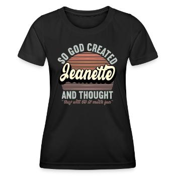 Name Jeanette Gift Birthday Saying Funny - Women's Functional T-Shirt - black - Front - AI Model Female 172 light (172cm)