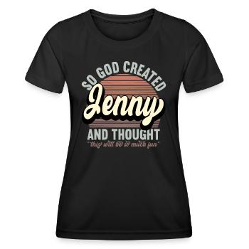 Name Jenny Gift Birthday Saying Funny - Women's Functional T-Shirt - black - Front - AI Model Female 172 light (172cm)
