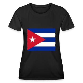 Kuba Flagge Karibik Urlaub Cuba Reise Havanna - Frauen Funktions-T-Shirt - Schwarz - Vorne - AI Model Female 172 light (172cm)