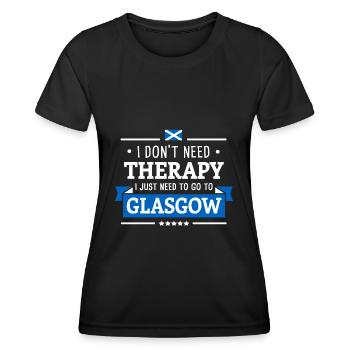 GLASGOW THERAPY GLESGA SCOTLAND TRAVEL GIFT - Women's Functional T-Shirt - black - Front - AI Model Female 172 light (172cm)