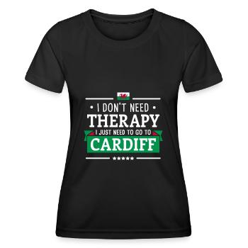 CARDIFF WALES THERAPIE WALISER FLAGGE GESCHENK - Frauen Funktions-T-Shirt - Schwarz - Vorne - AI Model Female 172 light (172cm)