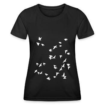 Mouches du troupeau d’oiseaux - T-shirt sport Femme - noir - Devant - AI Model Female 172 light (172cm)