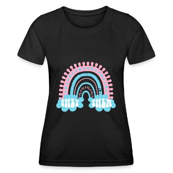 You Trans Pronouns Transgender Boho Rainbow - Women's Functional T-Shirt - black - Front - AI Model Female 172 light (172cm)