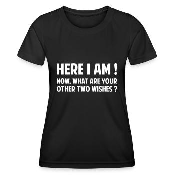 Quels sont vos deux autres souhaits - T-shirt sport Femme - noir - Devant - AI Model Female 172 light (172cm)