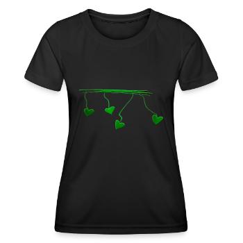 ligne de cœur verte ligne - T-shirt sport Femme - noir - Devant - AI Model Female 172 light (172cm)