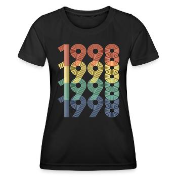 Cool Retro 1998, 24 Years Old, 24th Birthday Gift - Women's Functional T-Shirt - black - Front - AI Model Female 172 light (172cm)