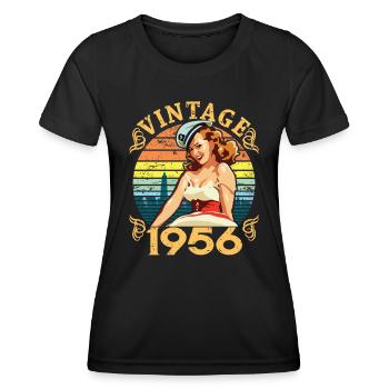 Retro Pin-up Girl Vintage 1956, 66 Years Old - Women's Functional T-Shirt - black - Front - AI Model Female 172 light (172cm)