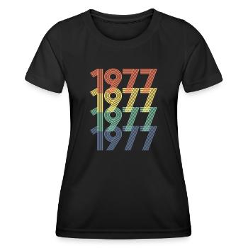 Cool Retro 1977, 45 Years Old, 45th Birthday Gift - Women's Functional T-Shirt - black - Front - AI Model Female 172 light (172cm)