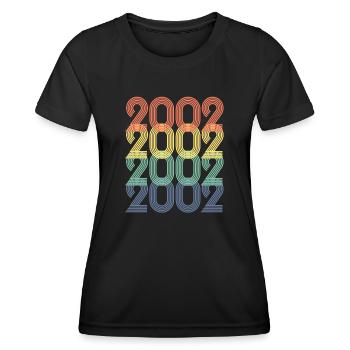 Cool Retro 2002, 21 ans, cadeau de 21e anniversaire - T-shirt sport Femme - noir - Devant - AI Model Female 172 light (172cm)