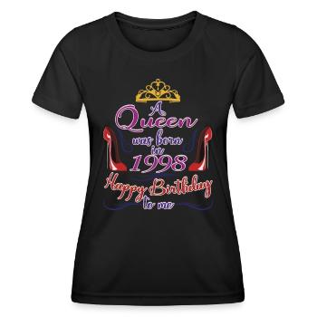 A Queen Was Born In 1998 - 24 Years Old Birthday - Women's Functional T-Shirt - black - Front - AI Model Female 172 light (172cm)