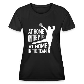 Handball Handballer auf dem Spielfeld Geschenk - Frauen Funktions-T-Shirt - Schwarz - Vorne - AI Model Female 172 light (172cm)