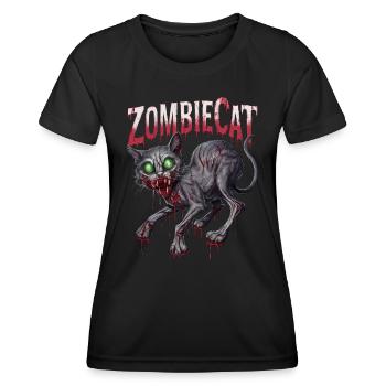 Chat zombie - T-shirt sport Femme - noir - Devant - AI Model Female 172 light (172cm)
