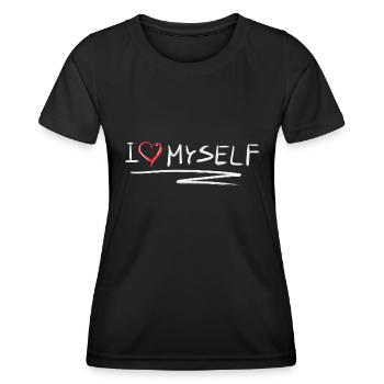 Je m’aime moi-même amour de cœur - T-shirt sport Femme - noir - Devant - AI Model Female 172 light (172cm)