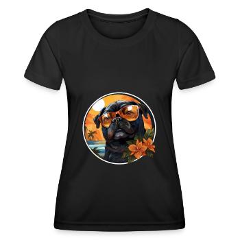 Pug Pug Dog Holiday Beach Sunglasses - Women's Functional T-Shirt - black - Front - AI Model Female 172 light (172cm)