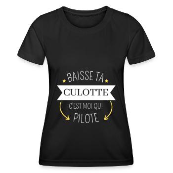 Baisse ta culotte c'est moi qui pilote - T-shirt sport Femme - noir - Devant - AI Model Female 172 light (172cm)