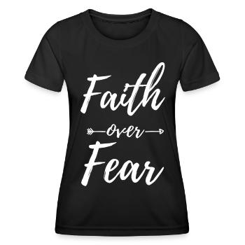 La foi plutôt que la peur - T-shirt sport Femme - noir - Devant - AI Model Female 172 light (172cm)