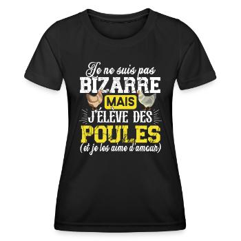 Poule Poulet Coq Poulailler Cadeau Humour Jaune - T-shirt sport Femme - noir - Devant - AI Model Female 172 light (172cm)