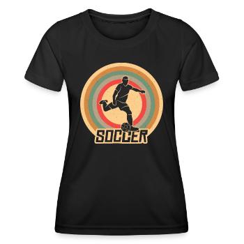 Fußballer Vintage Fußball Spieler Fußballspieler - Frauen Funktions-T-Shirt - Schwarz - Vorne - AI Model Female 172 light (172cm)