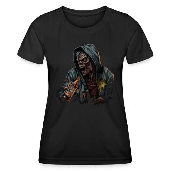 Zombie Halloween Monster Horror Bier Saufen - Frauen Funktions-T-Shirt - Schwarz - Vorne - AI Model Female 172 light (172cm)