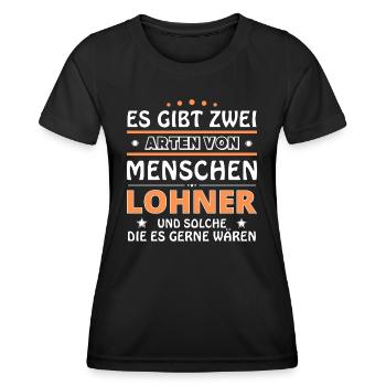 Cadeau Lohner - Deux types de... Concevoir - T-shirt sport Femme - noir - Devant - AI Model Female 172 light (172cm)