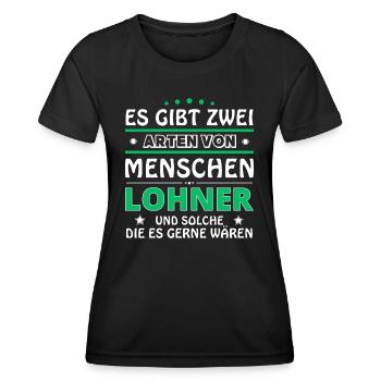 Cadeau Lohner - Deux types de... Concevoir - T-shirt sport Femme - noir - Devant - AI Model Female 172 light (172cm)