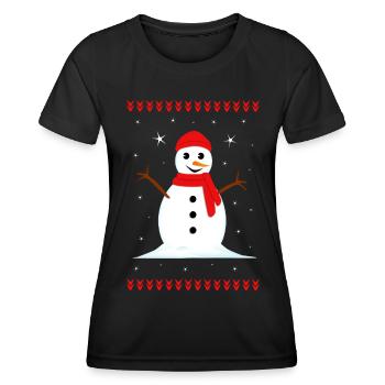 Schneemann Winter Weihnachten - Frauen Funktions-T-Shirt - Schwarz - Vorne - AI Model Female 172 light (172cm)