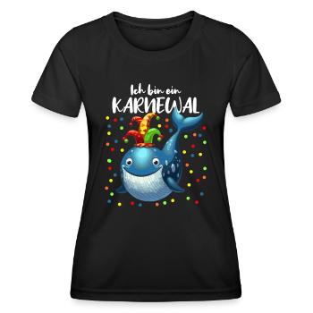 Karneval Wal lustig Konfetti Alaaf Rosenmontag - Frauen Funktions-T-Shirt - Schwarz - Vorne - AI Model Female 172 light (172cm)