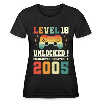 Level 18 Birthday Gamer 18 years old - Women's Functional T-Shirt - black - Front - AI Model Female 172 light (172cm)